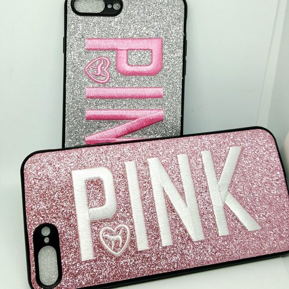 2 New Covers Silver and Pink for Iphone 8 Plus. Glitter (2Pack) - Picture 3 of 3